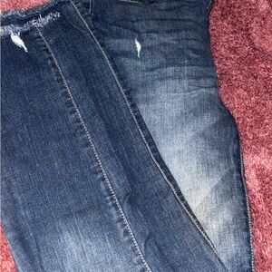 American Eagle Outfitters Blue Skinny Jeans with Distressed Details